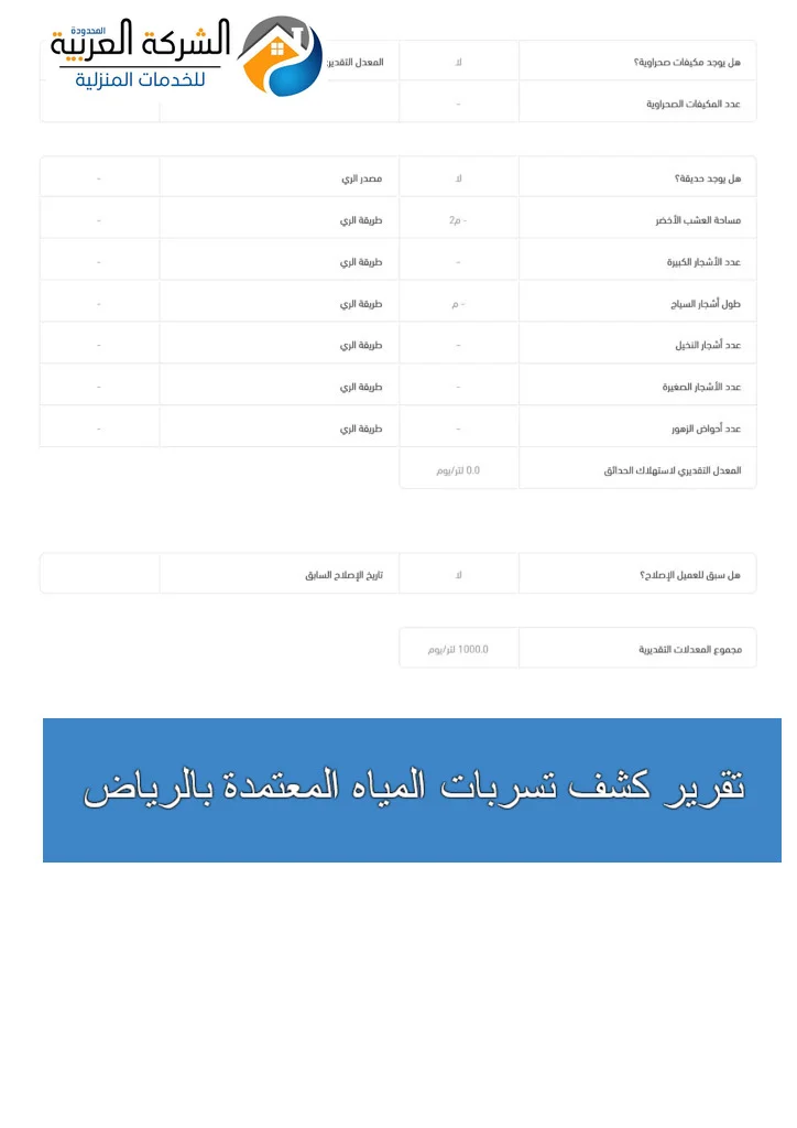 تقرير كشف تسربات المياه المعتمدة بالرياض